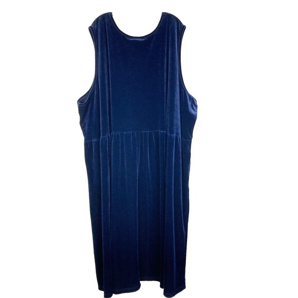 All American Comfort Velvet Maxi Dress Size 5X Navy Blue Babydoll Vintage Soft - Picture 6 of 6